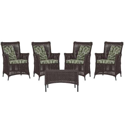 4 Poltronas E 1 Mesa Igapó Alumínio Preta Corda Náutica E5 Marrom