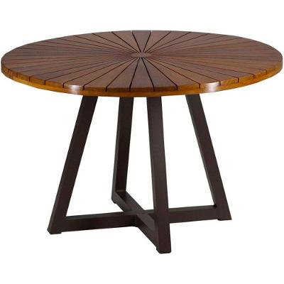 Mesa Bali 1,20m Tampo Madeira E Alumínio Varanda Jardim Fendi