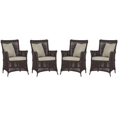 4 Poltronas Igapó Alumínio Pintura Preta Corda Náutica E7 Marrom