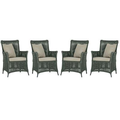 4 Poltronas Igapó Alumínio Pintura Preta Corda Náutica E7 Verde