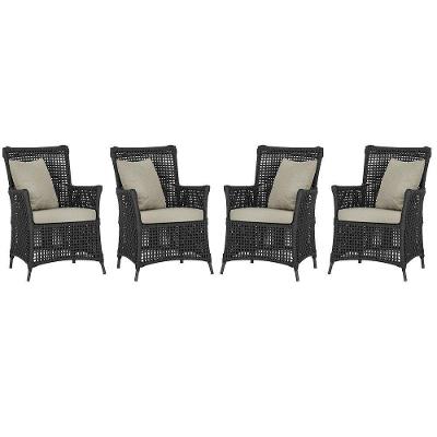 4 Poltronas Igapó Alumínio Pintura Preta Corda Náutica E7 Preto