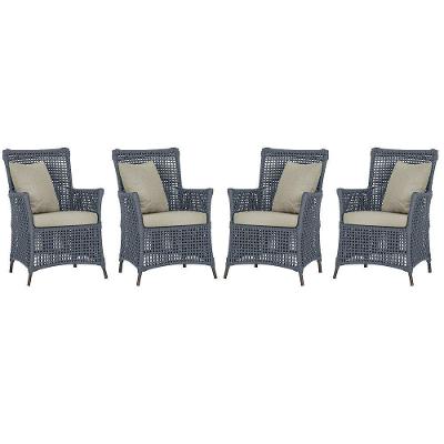 4 Poltronas Igapó Alumínio Pintura Marrom Corda Náutica E7 Prata