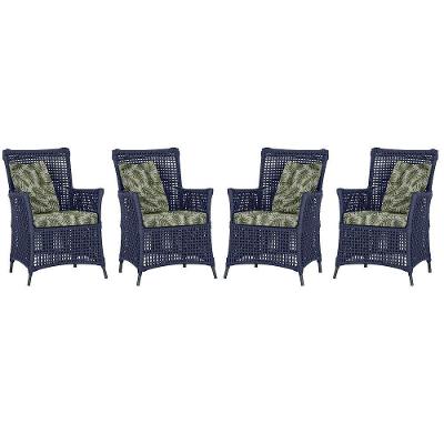 4 Poltronas Igapó Alumínio Pintura Preta Corda Náutica E5 Azul