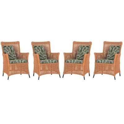 4 Poltronas Igapó Alumínio Pintura Preta Corda Náutica E5 Terra Cota