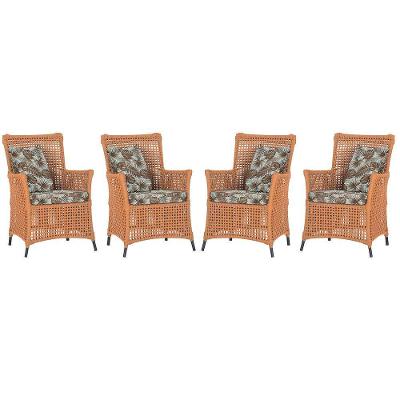 4 Poltronas Igapó Alumínio Micro Pintura Preta Corda Náutica Terra Cota