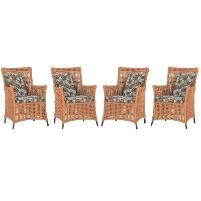 4 Poltronas Igapó Alumínio Pintura Marrom Corda Náutica E6 Terra Cota