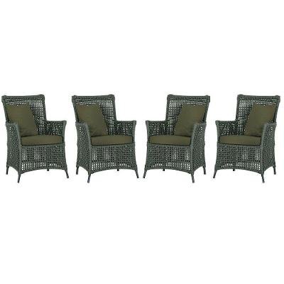 4 Poltronas Igapó Alumínio Pintura Preta Corda Náutica E13 Verde