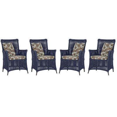 4 Poltronas Igapó Alumínio Pintura Marrom Corda Náutica E6 Azul