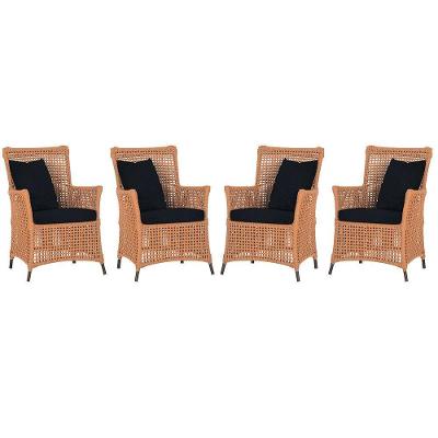 4 Poltronas Igapó Alumínio Pintura Marrom Corda Náutica E12 Terra Cota