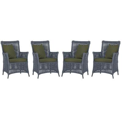 4 Poltronas Igapó Alumínio Pintura Preta Corda Náutica E13 Prata