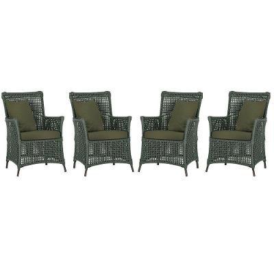 4 Poltronas Igapó Alumínio Pintura Marrom Corda Náutica E13 Verde