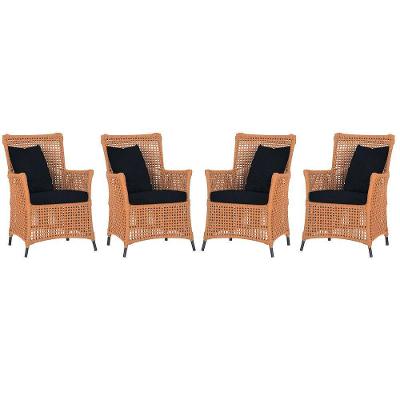 4 Poltronas Igapó Alumínio Pintura Preta Corda Náutica E12 Terra Cota