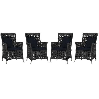 4 Poltronas Igapó Alumínio Pintura Fendi Corda Náutica E12 Preto