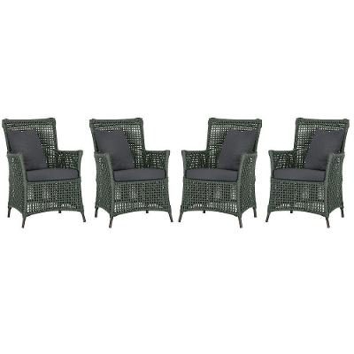 4 Poltronas Igapó Alumínio Pintura Marrom Corda Náutica E11 Verde