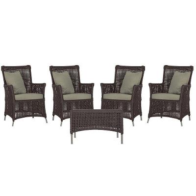 4 Poltronas E 1 Mesa Igapó Alumínio Fendi Corda Náutica E8 Marrom