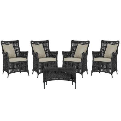 4 Poltronas E 1 Mesa Igapó Alumínio Preta Corda Náutica E7 Preto