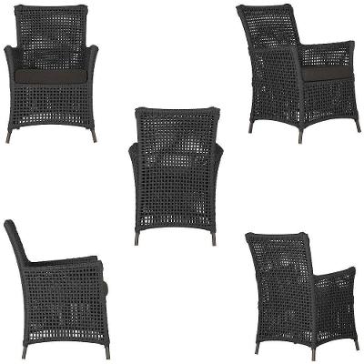 4 Poltronas E 1 Mesa Igapó Alumínio Marrom Corda Náutica E9 Preto