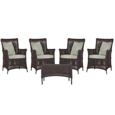 4 Poltronas E 1 Mesa Igapó Alumínio Marrom Corda Náutica E3 Marrom