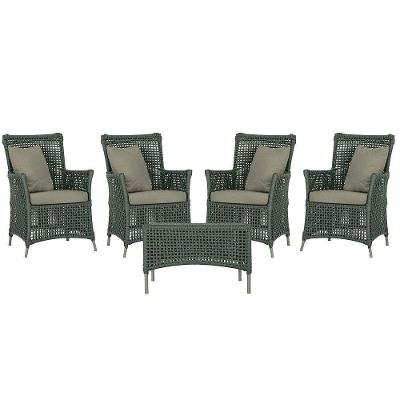 4 Poltronas E 1 Mesa Igapó Alumínio Fendi Corda Náutica E8 Verde