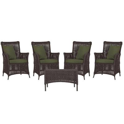 4 Poltronas E 1 Mesa Igapó Alumínio Marrom Corda Náutica E13 Marrom