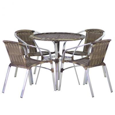 Conjunto Cadeiras Floripa E Mesa Com Tampo Tramado Cappuccino