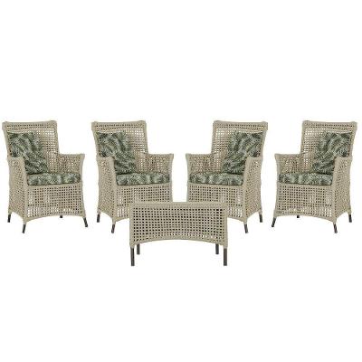 4 Poltronas E 1 Mesa Igapó Alumínio Marrom Corda Náutica E5 Rami