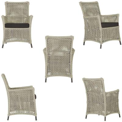 4 Poltronas E 1 Mesa Igapó Alumínio Marrom Corda Náutica E9 Rami