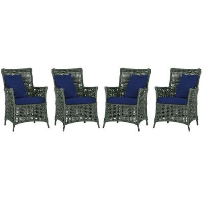 4 Poltronas Igapó Alumínio Pintura Marrom Corda Náutica E10 Verde