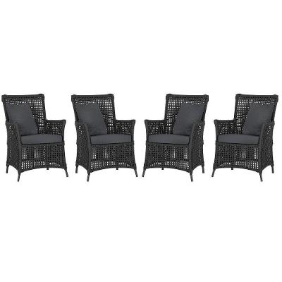 4 Poltronas Igapó Alumínio Pintura Preta Corda Náutica E11 Preto