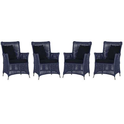 4 Poltronas Igapó Alumínio Pintura Fendi Corda Náutica E12 Azul