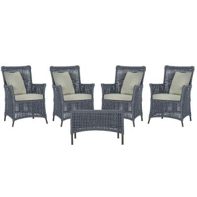 4 Poltronas E 1 Mesa Igapó Alumínio Marrom Corda Náutica E3 Prata