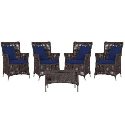 4 Poltronas E 1 Mesa Igapó Alumínio Fendi Corda Náutica E10 Marrom