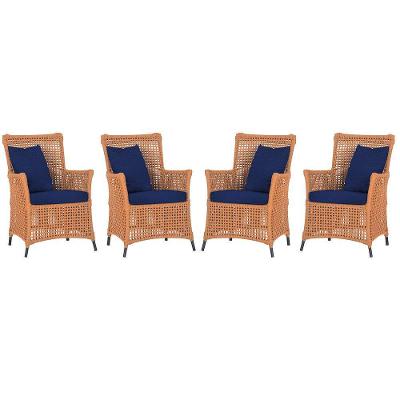 4 Poltronas Igapó Alumínio Pintura Preta Corda Náutica E10 Terra Cota