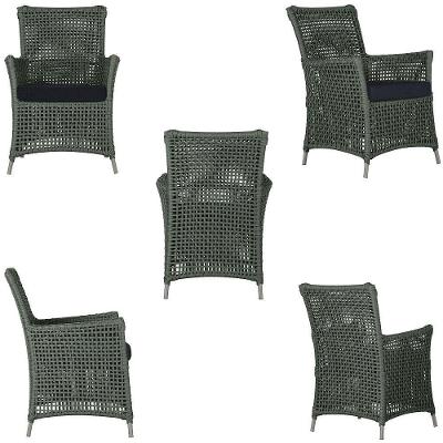 4 Poltronas E 1 Mesa Igapó Alumínio Fendi Corda Náutica E12 Verde