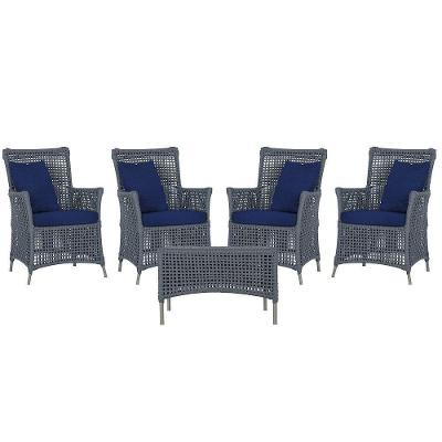 4 Poltronas E 1 Mesa Igapó Alumínio Fendi Corda Náutica E10 Prata