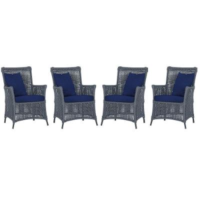 4 Poltronas Igapó Alumínio Pintura Preta Corda Náutica E10 Prata