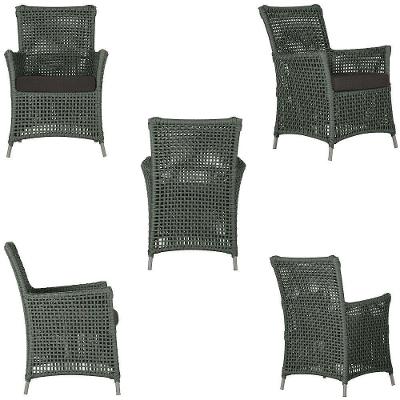 4 Poltronas E 1 Mesa Igapó Alumínio Fendi Corda Náutica E9 Verde
