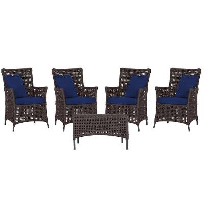 4 Poltronas E 1 Mesa Igapó Alumínio Preta Corda Náutica E10 Marrom