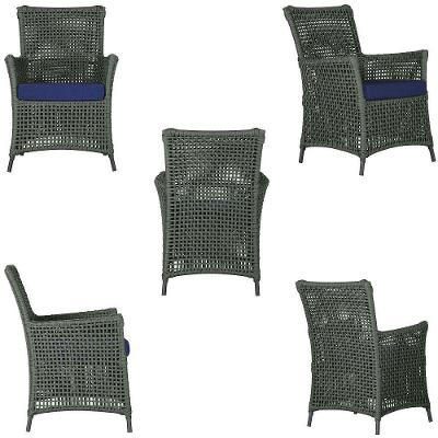 4 Poltronas E 1 Mesa Igapó Alumínio Preta Corda Náutica E10 Verde
