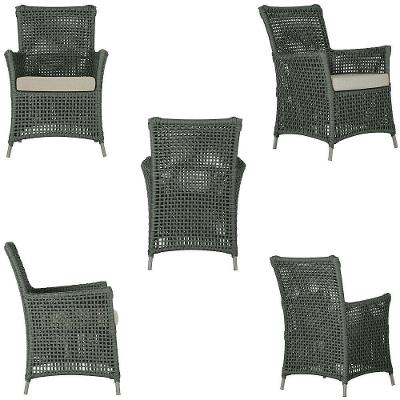 4 Poltronas E 1 Mesa Igapó Alumínio Fendi Corda Náutica E7 Verde