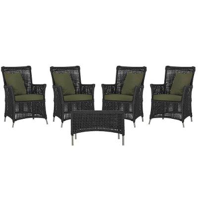 4 Poltronas E 1 Mesa Igapó Alumínio Fendi Corda Náutica E13 Preto