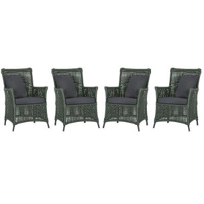 4 Poltronas Igapó Alumínio Pintura Preta Corda Náutica E11 Verde