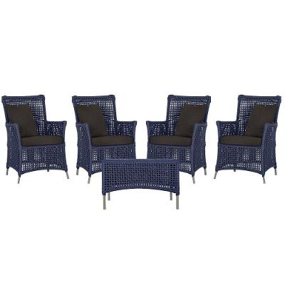 4 Poltronas E 1 Mesa Igapó Alumínio Fendi Corda Náutica E9 Azul