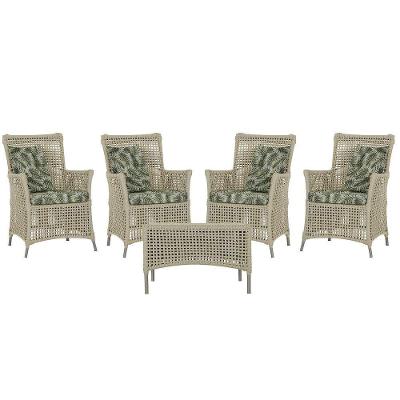 4 Poltronas E 1 Mesa Igapó Alumínio Fendi Corda Náutica E5 Rami