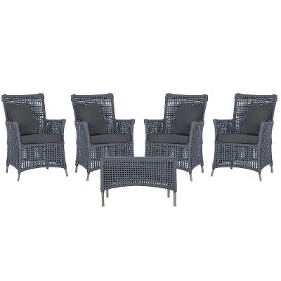 4 Poltronas E 1 Mesa Igapó Alumínio Fendi Corda Náutica E11 Prata
