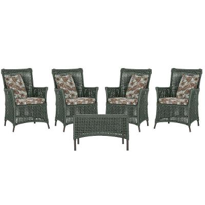 4 Poltronas E 1 Mesa Igapó Alumínio Marrom Corda Náutica E6 Verde