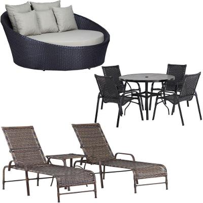 Kit 2 Espreguiçadeiras Mesa Roma Chaise Lívia Cadeira Emily Cappuccino