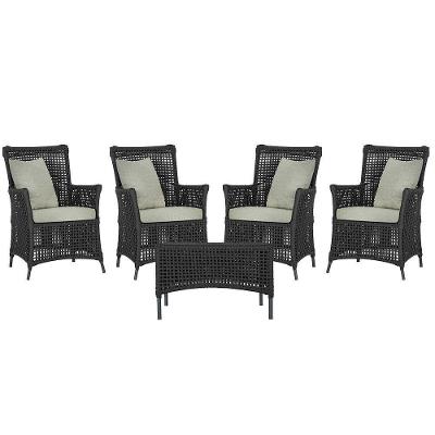 4 Poltronas E 1 Mesa Igapó Alumínio Preta Corda Náutica E3 Preto