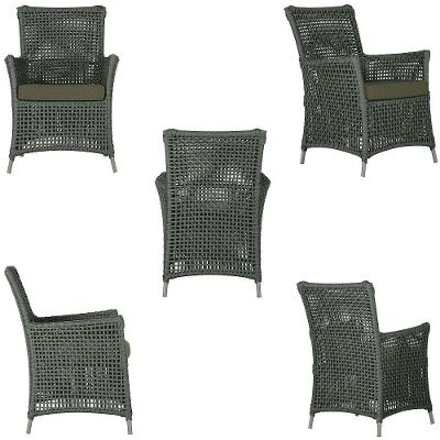 4 Poltronas E 1 Mesa Igapó Alumínio Fendi Corda Náutica E13 Verde