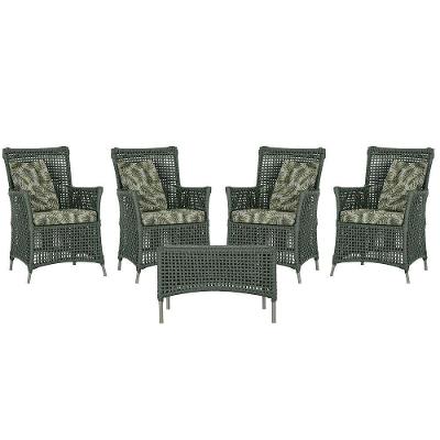 4 Poltronas E 1 Mesa Igapó Alumínio Fendi Corda Náutica E5 Verde